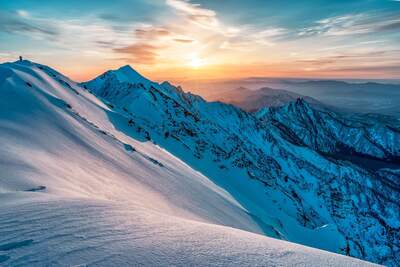 mountain snow sunrise
